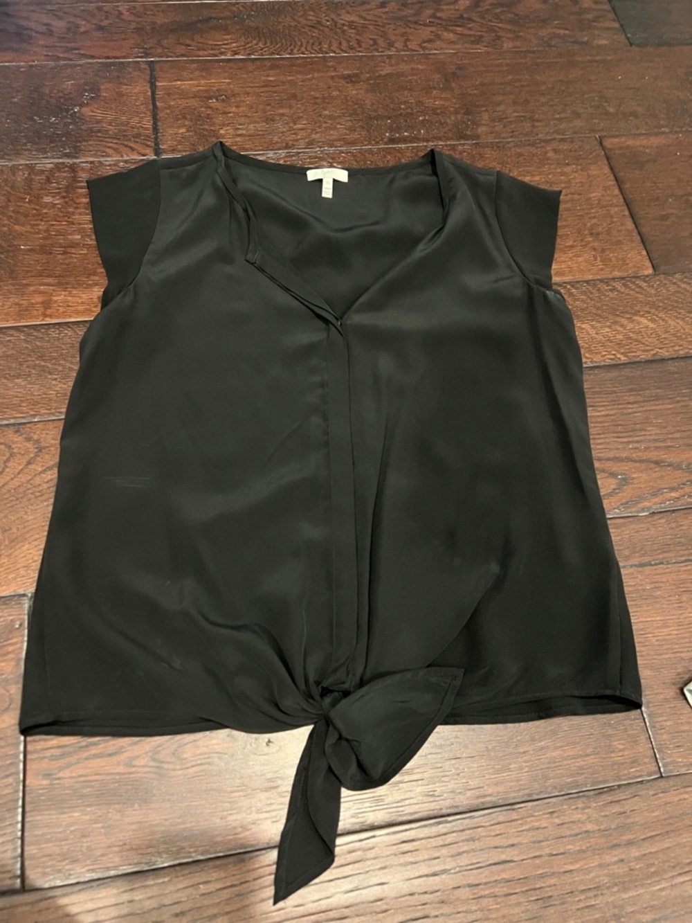 Joie silk Black Tie-Front Cap Sleeve Women's Top